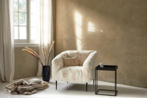 een fauteuil gestoffeerd zo zacht als een schaap